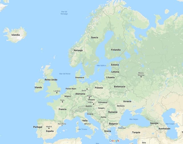 Mapa de los países y capitales de Europa